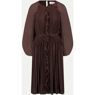 Cartoon Chiffonkleid Kurz Rüschen Braun 36