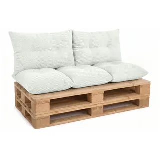 Amilian Palettenkissen Sitzkissen 120x60 cm + 2x Kissen 40x60 cm, 3-teiliges Set Inklusive Füllung für Europaletten Balkon Terrasse beige
