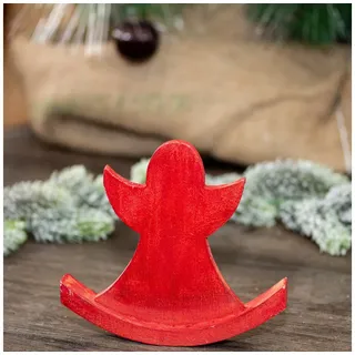 Antikas Weihnachtsfigur Skulptur, Rot, Engel, Holz, Wippe rot