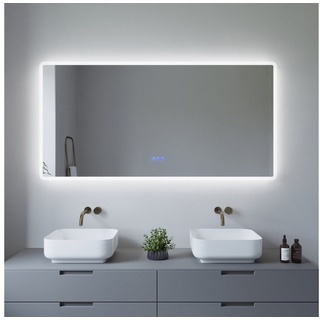 AQUALAVOS Badspiegel LED Badspiegel 140x70 cm Großer Badezimmer Wandspiegel mit Beleuchtung, 6400K Kaltweiß & Warmweiß 3000K, Energiesparend, Touchschalter BORAS-Serie - 140 cm x 70 cm