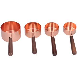 Set aus Messbechern und Löffeln aus Roségold, 4 Stück, Stapelbare Messbecher aus Roségold mit Skala, Messlöffel aus Edelstahl für die Küche zu Hause (Kleines 4er-Set Messlöffel