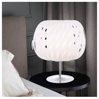 etc-shop Tischleuchte, Leuchtmittel nicht inklusive, Tischleuchte Tischlampe Kugel-Design Chrom Weiß 30 cm Wohnzimmer weiß