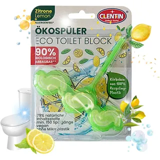 CLENTIN WC Stein ECO Duftspüler 12 St x 45g Zitrone / WC Reiniger 1800 Spülgänge