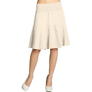 Caspar Faltenrock RO014 Damen Midi Leinenrock knielang mit figurfreundlichem Stretch Bund - Made in Italy beige S-M