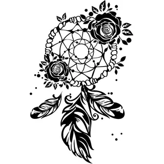 Wandtattoo - Traumfänger Rosen Federn Dreamcatcher - 54 Farben - 2 Größen/violett / 45 cm breit x 71 cm hoch