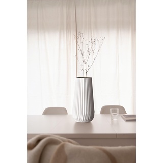 Bloomingville Vase aus Keramik, hoch, geriffelt, Weiß