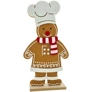 WB wohn trends Lebkuchen-Bäcker Figur Weihnachts-Deko, klein 23x12x4cm, Filz Holz braun weiß rot