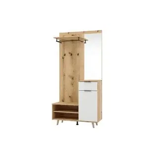 Garderobe NORDIC Eiche Artisan Nachbildung weiß matt B/H/T: ca. 100x200x40 cm - Eiche, Weiss