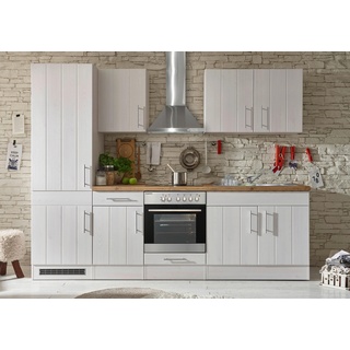 Küchenzeile mit Geräten B: 270 cm Weiß/Lärche Dekor