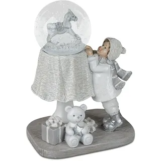 Schneekugel 17cm winterweiss Glitter Schüttelkugel formano 766045 Weihnachtsdek