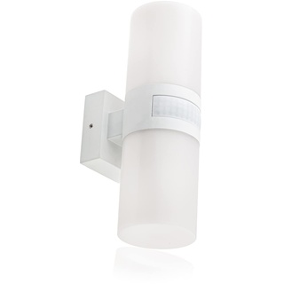 HUBER LED Wandlampe mit Bewegungsmelder 140° 20W, 2200lm I IP65 geschützte LED Außenleuchte mit Bewegungssensor I Wandleuchte innen, Tube, weiß