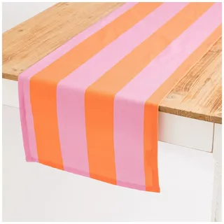 SCHÖNER LEBEN. Tischläufer Tischläufer Streifen orange pink 40x160cm von SCHÖNER LEBEN., Digitaldruck orange