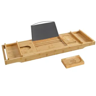 Songmics Badewannenablage Seifenhalter Beige