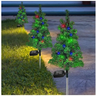 Rutaqian LED Dekofigur 2 Stück LED Solarleuchten Weihnachtsbaum Solar Gartenstecker, Mini Tannenbaum Gartenlampe Balkon Rasen Terrassen Weihnachten grün