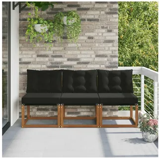 vidaXL 3 Stück Outdoor Mittelsofa schwarz