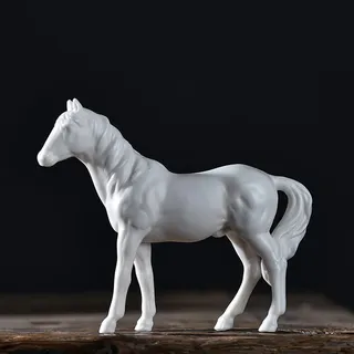 WXMYOZR Weißes Porzellan Pferd Statuen, 10CM Keramik weißes Pferd Figuren Desktop Ornaments Home Decor Kleine Tier Garten Dekor,B