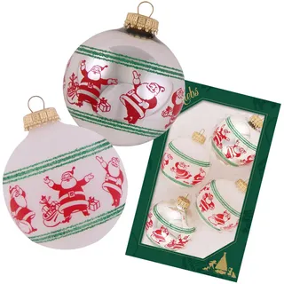 Krebs Glas Lauscha Weihnachtsbaumkugel mit Santas 4-tlg. 7cm