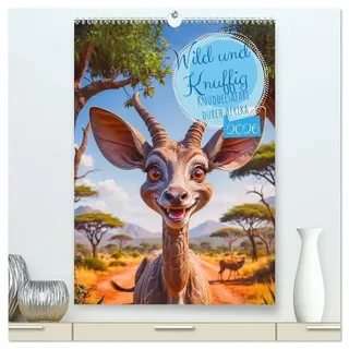 Wild und Knuffig – Knuddelsafari durch Afrika (hochwertiger Premium Wandkalender 2026 DIN A2 hoch), Kunstdruck in Hochglanz