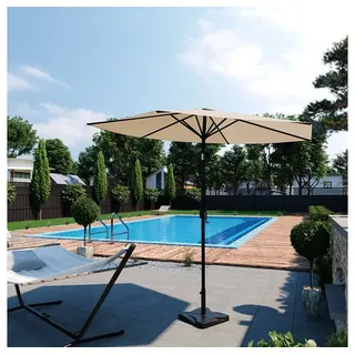 Oskar-Store Sonnenschirm Gartenschirm inkl Schutzhülle + Ständer 270 cm Beige beige|braun