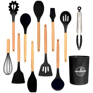 Intirilife Küchenutensilien Set 12-teilig Silikon Schwarz