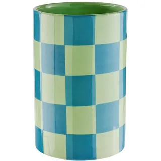 BUTLERS Vase 13x22cm Dolomit -Checker- Moderne Blumenvase mit Schachbrettmuster für Sideboard & Tisch | Dekorative Keramikvase im kreativen Design | Dekoration Wohnzimmer