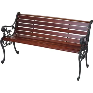 Mendler Gartenbank HWC-F98AM 2-Sitzer Gusseisen Holz 125cm 20kg - braun