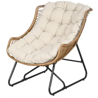 XDeer Relaxsessel Garten Lounge,Outdoor Sessel, Relaxsessel mit Auflage, Metallrahmen, 75x101x90 cm beige