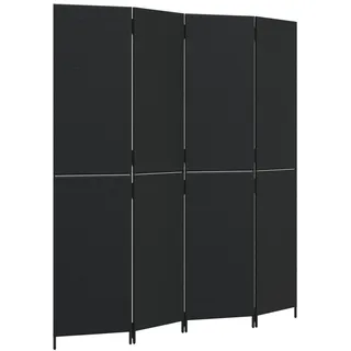 vidaXL Paravent 4-TLG. Schwarz Poly Rattan