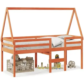 vidaXL Hochbett mit Dach 80 x 200 cm Kiefer massiv braun