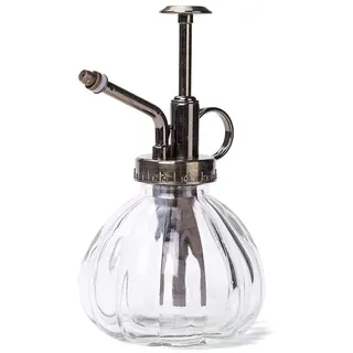 HTSM Glas Gießkanne Topf Vintage Pflanzen benebeln Messing Drucksprüher Retro Kürbis Sprühflasche Antik Kupfer Sprinkler Gartengeräte mit Pumpe Oben für Bonsai Blumen (Transparent)