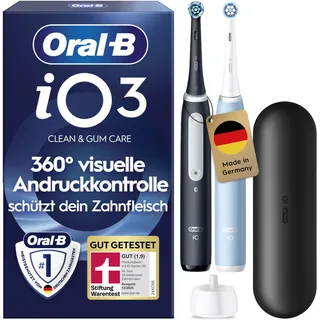 Oral-B iO Series 3 Duopack Matt Black + 2. Handstück Ice Blue + Reiseetui