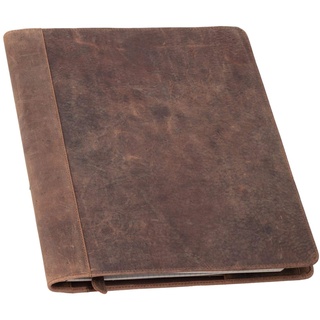 Pride and Soul 30124 - Ledereinband DIN A5 PERKINS, Lederhülle für Notizbuch, Buchhülle aus Echt Leder, Buchumschlag in braun, Einband mit Lesezeichen, 8 Visitenkartenfächern und Stiftschlaufe