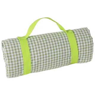 Les Jardins de la Comtesse - Quadratische Picknickdecke Apfelgrün Kariert - Baumwolle/beschichtete Rückseite Polyester - Faltbare Picknickdecke mit Halterung - Auch für Gartentisch - 140 x 140 cm