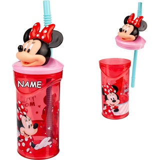 Kinder Geschirr & Zubehör verschiedene Artikel frei wählbar Disney - Minnie Mouse - 3D Effekt Trinkbecher/Trinkhalmbecher - inkl. Name - mit Strohhalm..