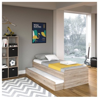 VitaliSpa® Kinderbett Jugendbett mit Gästeliege ENZO Sonoma Matratze braun