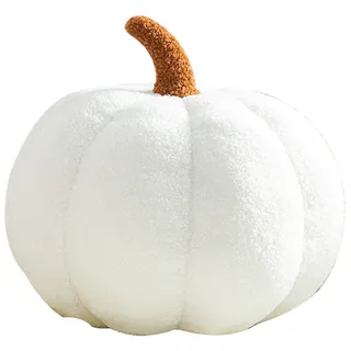 Halloween-kürbis-dekokissen – Weiches Und Flauschiges Kürbiskissen Fürs Sofa – Niedliche Halloween-dekoration – 20 Cm – Weiß