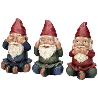 Figuren Shop GmbH Dekofigur Zwergen Figuren - Nichts Böses - Gartenzwerg Dekofigur Fantasy bunt