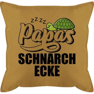 Shirtracer Dekokissen Papas Schnarchecke mit Schildkröte - Lettering - schwarz, Vatertagsgeschenk Kissen gelb