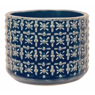 Nordring Retro Übertopf Vintage Pflanztopf für Zimmerplanzen, Sukkulenten Blumentopf Cross S (10 cm ø), petrol, Keramik