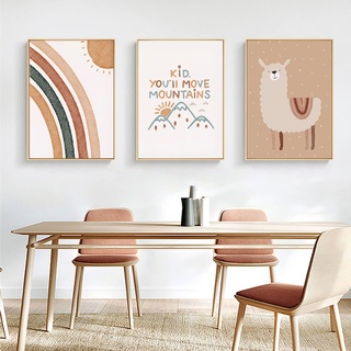 SWECOMZE 3er Set Poster Böhmische Cartoon Deko Bilder, Ohne Rahmen Wandbilder Kinderzimmer Deko Junge und Mädchen (Stil B,50 x 70 cm)