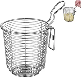 Separater Nudelkorb aus Edelstahl, Nudelsieb aus Edelstahl mit Griff, Nudelkochen mit Fächern, feinmaschiges Sieb für heißen Topf, zum Abtropfen von Nudeln und Gemüse (1 Stück)