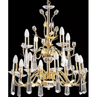 JVmoebel Kronleuchter Eleganter Kristall-Lüster in Gold für stilvolle Beleuchtung, Leuchtmittel wechselbar, Made in Europa goldfarben
