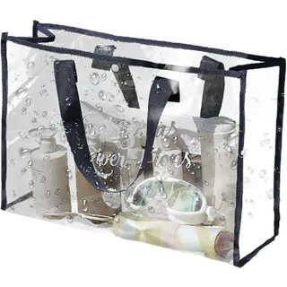 yanzisura Klare Einkaufstasche, transparente Tasche,Praktische Wäschetasche - Durchsichtige Strandtasche, durchsichtige Tragetasche, PVC-Einkaufstasche, große durchsichtige Tasche, wasserdichte,