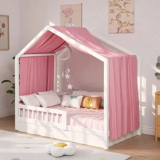 Zdada Hausbett Himmel Deko, Betthimmel Hausbett 135 x 420 cm Rosa | Stoffhimmel für Hausbetten Mädchen Jungen Baldachin Kinderbett Kinderzimmer Deko