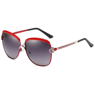 FIDDY Sonnenbrille Damen-Polarisierte Sonnenbrille mit zweifarbigen Gläsern (1-St) rot