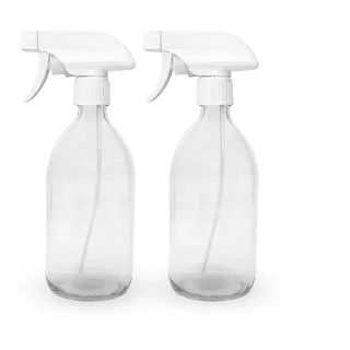 BIOHY Glas Sprühflasche (2er-Set), Zerstäuber, Sprühkopf, Reinigungsmittel | Nachfüllbare Glasflasche mit verstellbarem Sprühnebel, klein und handlich, für Öle und Pflanzen