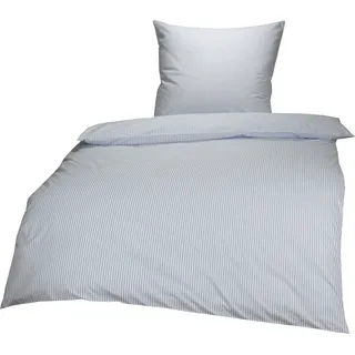 Lorena Mako Batist Bettwäsche Basel Mini Steifen Hellblau, 135x200 + 80x80cm, 100% Baumwolle