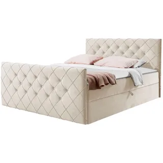 Mirjan24 Boxbett, Beige, Holz, 200x200 cm, Schlafzimmer, Betten, Boxspringbetten