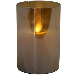 Hochwertige & Edle LED Kerze im Glas - Realistisch Flackernd - Neuartiges Design (Amber, Höhe: 7,5cm - Ø 5cm)