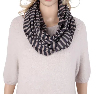 MIRROSI Loop Damen Loopschal 100% Viskose, etwas dickerer Stoff, (ca.160x40cm zweimal um den Hals wickelbar, Neue Kollektion Herbst/Winter 2026), weicher Rundschal mit Streifenmuster ideal für Herbst/Winter schwarz